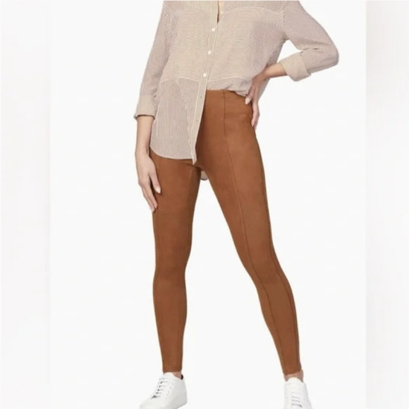 SPANX Faux Suede Legging Caramel Brown HR Ankle Shapewear Pants - Picture 3 of 12